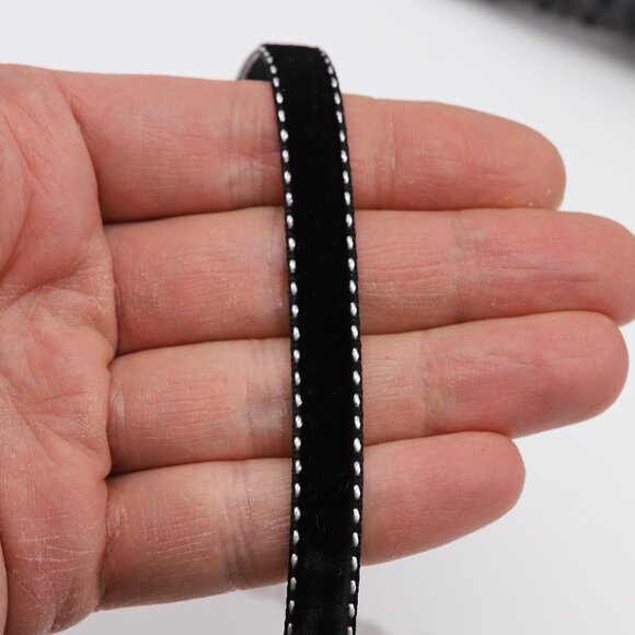 Black Velvet Choker Adjustable black with white design (#12) - Picture 3 of 8